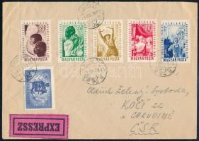 1949 VIT (I.) - Budapest sor expressz levélen Csehszlovákiába, normál küldeményként nagyon ritka!