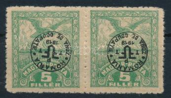 Debrecen II. 1920 5f pár fordított felülnyomással / Mi 79x pair with inverted overprint Signed: Bodor