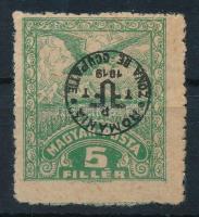 Debrecen II. 1920 5f fordított felülnyomással / Mi 79x with inverted overprint Signed: Bodor