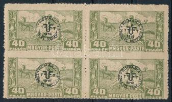 Debrecen II. 1920 40f négyestömb (saroktörés) / Mi 87x block of 4 (folded corner) Signed: Bodor