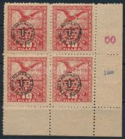 Debrecen II. 1920 10f ívsarki négyestömb, ívszéli feliratokkal / Mi 81x corner block of 4 Signed: Bodor