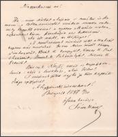 1887 Bp., Szász Károly református püspök, költő, akadémikus saját kézzel írt levele