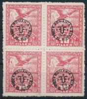 Debrecen II. 1920 10f négyestömb kréta papíron (saroktörés) / Mi 81y block of 4 (folded corner) Signed: Bodor