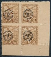 Debrecen II. 1920 2f ívsarki négyestömb / Mi 76x corner block of 4 Signed: Bodor