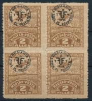 Debrecen II. 1920 2f négyestömb / Mi 76x block of 4 Signed: Bodor
