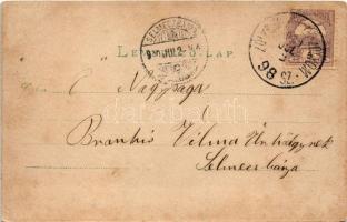 1900 Szliács, Sliac; társaság a Hildegárd kápolna előtt / people in front of the chapel. photo + &qu...