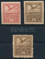 Debrecen II. 1920 10f vágott, 20f vágott és fogazott próbanyomatok / proofs Signed: Bodor