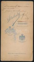 1896 Katonatiszt (hadnagy) egészalakos portréja, autográf aláírással és dedikációval, kabinetfotó St...