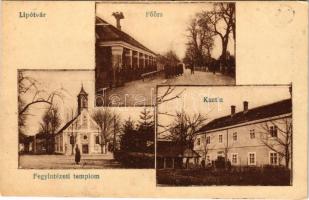 Lipótvár, Újvároska, Leopoldov; Főőrs K.u.K. katonákkal, Fegyintézeti templom, kantin. Vasúti levelezőlapárusítás 9238. / K.u.K. military, prison church, canteen