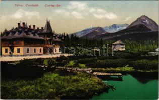 Tátra, Magas-Tátra, Vysoké Tatry; Csorbaer See / Csorba tó. Cattarino S. utóda, Földes Samu kiadása (Eperjes) / lake