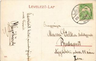 1908 Léva, Levice; Kossuth Lajos tér, Városháza, Popper Győző üzlete, piac / square, shops (EK)