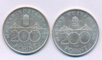 1994. 200Ft Ag "Deák" (2x) T:AU,XF patina Adamo F13.1