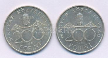 1994. 200Ft Ag "Deák" (2x) T:AU,XF patina Adamo F13.1