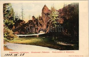1906 Sztracenai-völgy, Ztracená, Stracenovska dolina, Stratena; Sztraczenai sziklakapu. Fejér E. kiadása / Stratzenaer Felsentor / rock gate