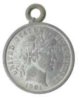 Amerikai Egyesült Államok 1901. 1d (10c) Ag "Barber" füllel T:XF,VF USA 1901. 1 Dime (10 Cents) Ag "Barber" with ear C:XF,VF