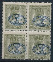 Debrecen I. 1919 Zita 40f négyestömb / Mi 41 block of 4 Signed: Bodor