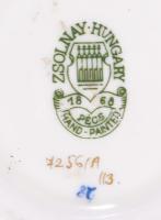 Zsolnay ginkgo biloba mintás váza, jelzett, aranyozáson kopással, d: 8,5 cm