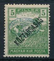 Debrecen I. LEMEZ 1919 Arató/Köztársaság 5f kék felülnyomással / Mi XIII. plate I., with blue overprint Signed: Bodor