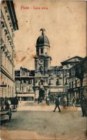 1908 Fiume, Rijeka; Torre Civica, Farmacia / városház torony, gyógyszertár, M. Weiss üzlete. Stengel &amp; Co. (Dresden) 4245. / town hall, pharmacy, shop (fa)