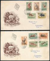 1953 Erdei állatok sor 2 db futott FDC-n