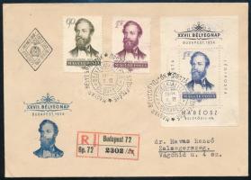 1954 Jókai Mór sor és blokk ajánlott FDC-n