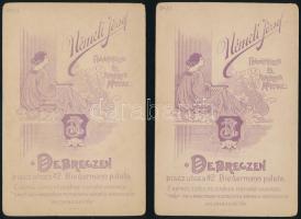 1901 Kerekes Géza és felesége portréi, 2 db kabinetfotó Németi József debreceni műterméből, dekoratí...
