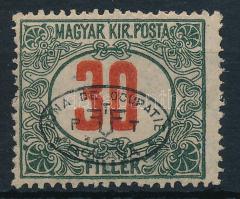 Debrecen I. 1919 Portó 30f (saroktörés) / Mi P 10 (folded corner) Signed: Bodor