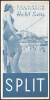 cca 1920-1940 Képes utazási prospektus - Dalmacija Jugoslavija Hotel Sava, Split, magyar nyelven