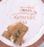Tamás László Kaposvár szálváza, mázas kerámia, jelzett, lepattanással, m: 35,5 cm