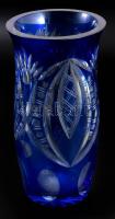 Kéken pácolt váza, minimális pattogzással, m: 20,5 cm