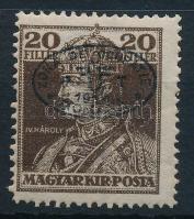 Debrecen I. 1919 Károly 20f fekete felülnyomással (ráncok) / Mi 39b (creases) Signed: Bodor