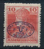 Debrecen I. 1919 Károly 10f kék felülnyomással / Mi 37  Signed: Bodor