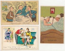 48 db főleg magyar MODERN grafikai humoros képeslap / 48 mainly Hungarian modern graphic humour art ...