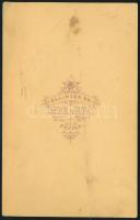 cca 1870 Két kislány portréja, kabinetfotó Elinger Ede pesti műterméből, kissé foltos, egyik sarkán ...