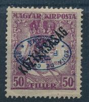 Debrecen I. 1919 Zita/Köztársaság 50f fordított felülnyomással (rozsda) / Mi 61 with inverted overprint (stain) Signed: Bodor