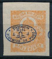 Debrecen I. 1919 Hírlapbélyeg fordított felülnyomással / Mi 4 with inverted overprint Signed: Bodor