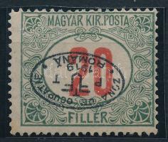 Debrecen I. 1919 Portó 20f fordított felülnyomással / Mi P9 with inverted overprint Signed: Bodor