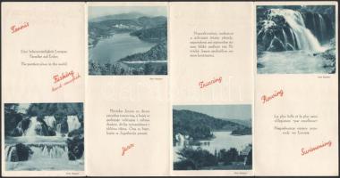 cca 1920-1940 Képes utazási prospektus - Plitvicka jezera, Hotel Plitvice, Jugoszlávia, többnyelvű