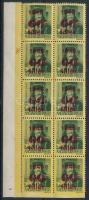 1945 Kisegítő IV. 60f/8f alul fogazatlan tízestömb / Mi 794 block of 10, imperforated on the bottom