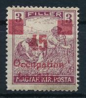 Arad 1919 Arató 45f/3f próbanyomat keskeny számmal (betapadás) / Mi Va proof (gum disturbance) Signed: Bodor