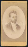 cca 1870 Férfiportré, vizitkártya Rechnitzer János és Társa nagyváradi (Oradea) műterméből, 10,5x6 cm (Ritka!)