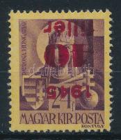 1945 Kisegítő IV. 40f/24f fordított felülnyomattal, Leitold + Voloncs vizsgálójellel / Mi 789 with inverted overprint, sign: Leitold + Voloncs