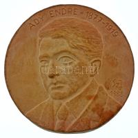 1988. "Ady Endre 1877-1919" egyoldalas kerámia emlékérem. Szign.: Sz. J. (158mm) T:AU hátoldalán lyukasztott