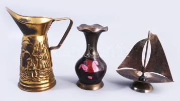 Doboznyi vegyes réz / bronz tétel, régi darabokkal, közte kínálótál