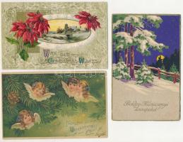 46 db RÉGI karácsonyi üdvözlőlap, közte lithok / 46 pre-1945 Christmas greeting art postcards, with ...