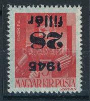 1945 Kisegítő IV. 28f/5f fordított felülnyomattal, Leitold vizsgálójellel / Mi 784 with inverted overprint, sign: Leitold
