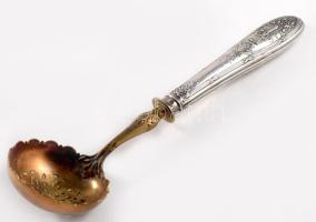 Ezüst (Ag) nyelű kakaószóró kanál, jelzett, h: 22,5 cm