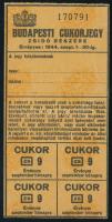1944 Budapesti cukorjegy zsidó részére