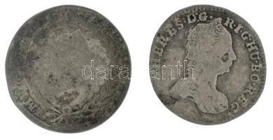 Csehország (történelmi tartomány) 1761. 3kr Ag "Mária Terézia" Prága (1,55g) + Osztrák Államok 1773SC 5kr Ag "Mária Terézia" Burgau (1,74g) T:XF,F, patina Bohemia 1761. 3 Kreuzer Ag "Maria Theresia" Prague (1,55g) + Austrian States 1773SC 5 Kreuzer Ag "Maria Theresia" Burgau (1,74g) C:XF,F, patina Krause KM#748, KM#2123