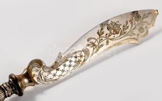 5 darab ezüst (Ag) nyelű kés, villa, h: 18 cm